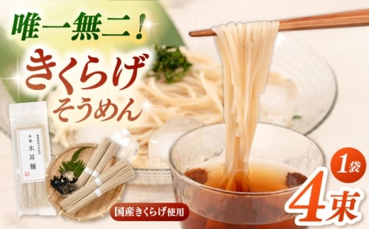 きくらげ麺 1袋（4束） ▼きくらげ キクラゲ 木耳 冷麺 麺 素麺 ソーメン 麺類 桂川町/オドラ株式会社 [ADBA015]