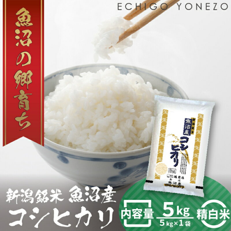 【ふるさと納税】【令和6年産　新米先行受付】令和6年産 魚沼産コシヒカリ（精米）5kg 白米 精米 ブランド米 銘柄米 ご飯 おにぎり お弁当 和食 産地直送 粘り モチっと食感 上品な甘み 魚沼 新潟県　お届け：2025年10月中旬より順次発送致します。