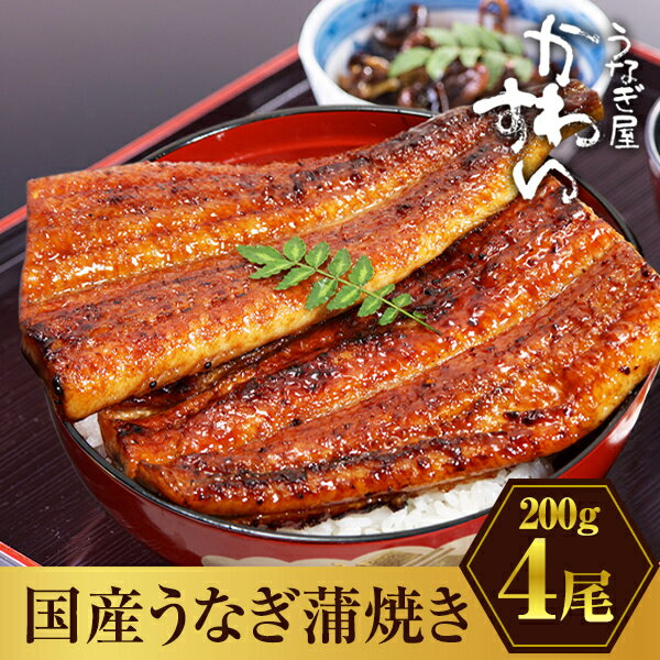 【ふるさと納税】【楽天うなぎ部門13年連続第1位！】 超特大 うなぎ 国産 鰻 蒲焼き 4本セット(1尾：200~229g)〈 うなぎ屋 かわすい 〉 送料無料 ボリューム満点 お歳暮 御歳暮 土用丑の日 ギフト 母の日 父の日 特産品 和歌山県 有田市 （A1176-1）
