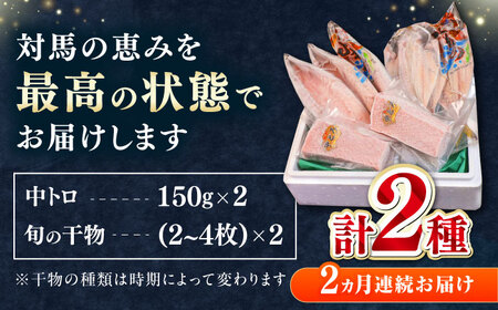 【全2回定期便】対馬産 本マグロ 中トロ300g ＆干物 新鮮 マグロ 鮪 [WAH031]