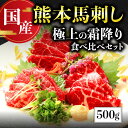 【ふるさと納税】国産 熊本馬刺し 極上の霜降り食べ比べセット 合計500g 中トロ 300g 大トロ 200g 専用醤油付き 馬肉 馬刺し 馬刺 食べ比べ 霜降り セット 詰め合わせ お取り寄せ グルメ おつまみ 真空パック 新鮮 冷凍 利他フーズ 熊本 熊本名物 送料無料