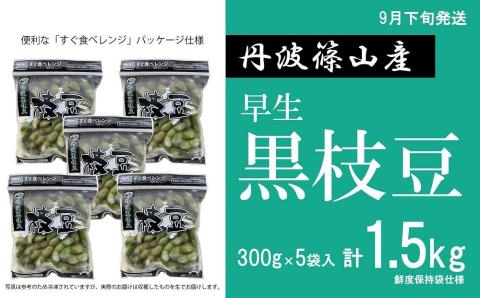 【2025年9月下旬発送】令和7年産 早生丹波黒枝豆300g×5（枝なし） プレミアム枝豆 期間限定 黒枝豆 えだまめ エダマメ お取り寄せグルメ 高級 特産品 名産品 おつまみ おうち居酒屋