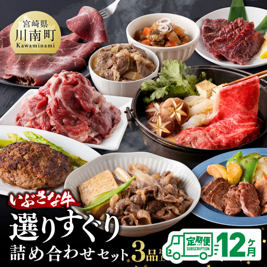 【ふるさと納税】※レビューキャンペーン※【12ヶ月定期便】いぶさな牛 選りすぐり 詰め合わせセット - 肉 牛肉 精肉 いぶさな牛 国産 九州産 宮崎県産 全12回 送料無料 F0501t12