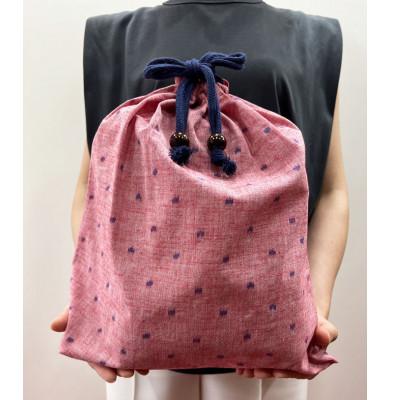 ふるさと納税 久留米市 久留米絣の大きな巾着袋(ピンク水玉柄) |  | 01