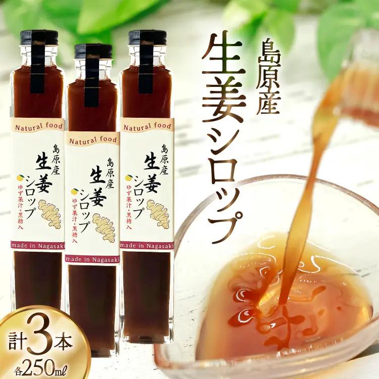 AJ309 生姜シロップ 瓶 250ml 3本 [ 生姜 シロップ しょうが しょうがシロップ ジンジャエール 素 生姜焼き 長崎県 島原市]