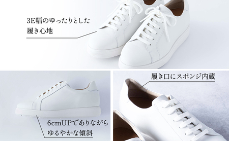 レザースニーカー 本革 メンズ 牛革スムース カジュアル 紳士靴 日本製 ローカット 外羽根 紐 レースアップ メンズシューズ No.831 ホワイト 26.5cm