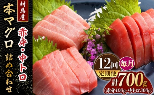 【全12回定期便】対馬産 本マグロ 700g（赤身400g、中トロ300g） ≪対馬市≫【桐谷商店】 トロの華 対馬 新鮮 マグロ トロ 鮪 刺身 鮮度抜群 [WAQ050]