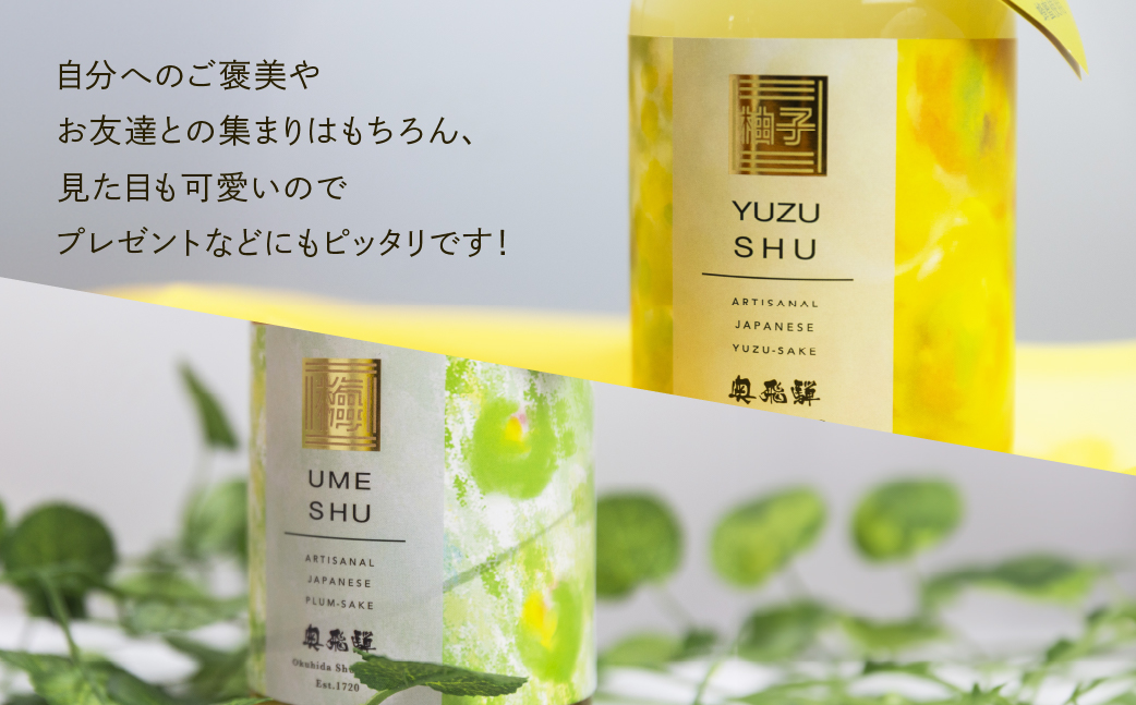 【奥飛騨酒造】奥飛騨ゆず酒＆うめ酒セット（各500ml）お酒 梅酒 柚子 ギフト プレゼント 贈答 下呂温泉【16-33】