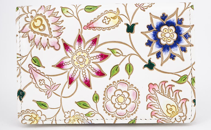 パスケース 花更紗 文庫屋大関 名刺入れ カードホルダー 名刺ケース 名刺ホルダー カード入れ 定期入れ 定期ケース 雑貨 生活雑貨 小物 革小物 革製品 本革 日用品 民芸品 工芸品 東京 東京都 墨田区