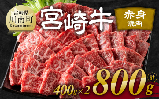 
宮崎牛赤身焼肉 800g (400g×2)【肉 牛肉 国産 宮崎県産 宮崎牛 黒毛和牛 和牛 焼肉 BBQ 4等級 A4ランク ウデ モモ E11120】
