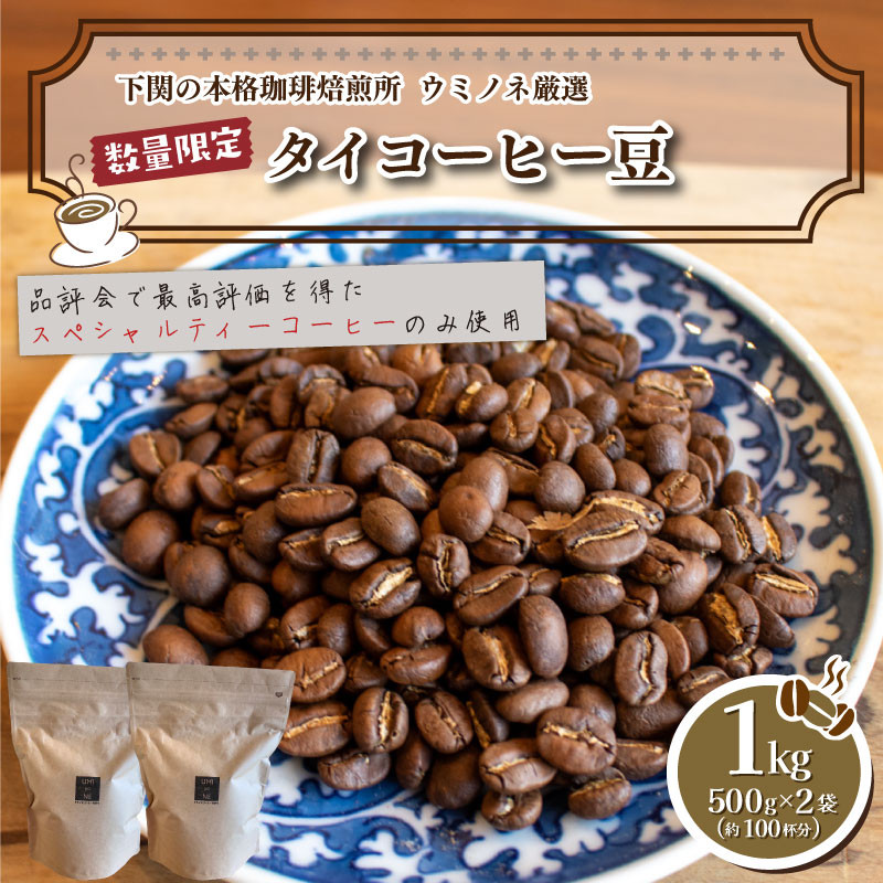 
訳あり コーヒー豆 1kg ( 500g × 2袋 ) 数量限定 選べる 煎り方 深煎り 中煎り 浅煎り タイ 珈琲 自家焙煎 下関 山口
