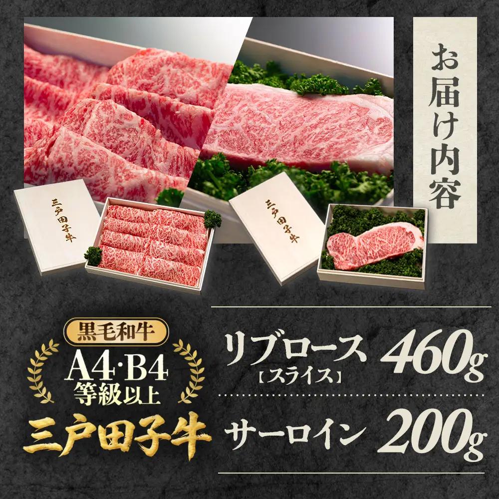 国産和牛 リブロース 460g & サーロイン 200g 黒毛和牛 「三戸・田子牛」