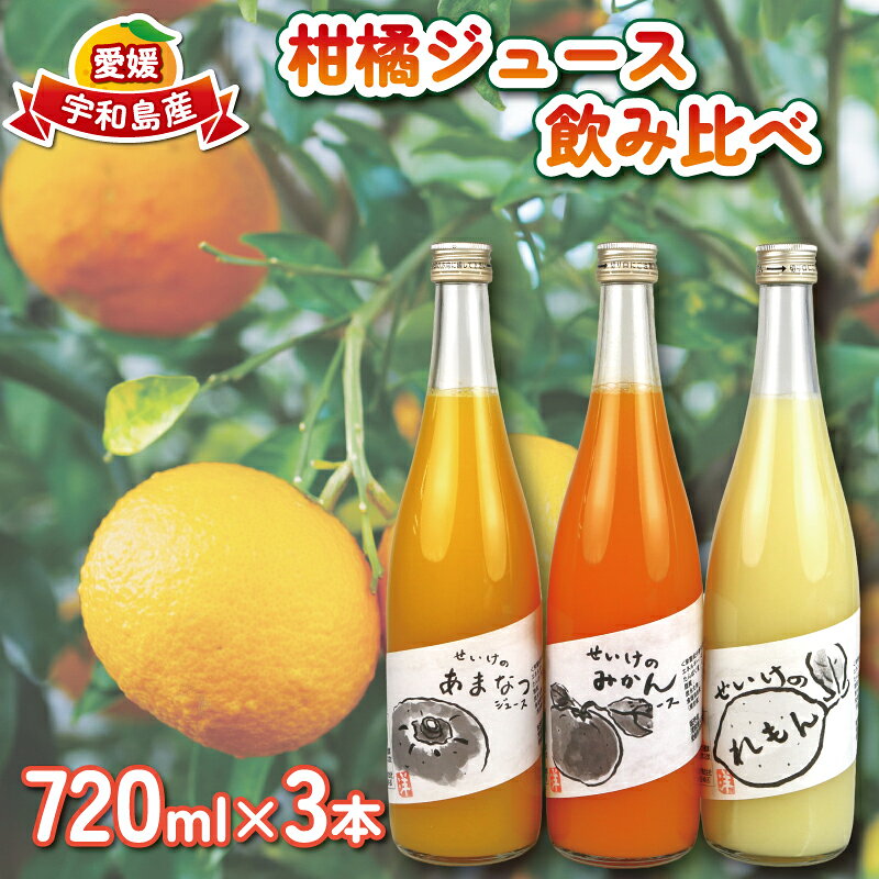 【ふるさと納税】 柑橘ジュース 飲み比べ 720ml × 3本 贈答用 清家 100％ジュース ギフト みかん 甘夏 レモン ストレートジュース 柑橘 温州みかん ジュース mikan のみくらべ 愛媛みかん 宇和島産 果汁 飲料 果物 くだもの フルーツ 国産 愛媛 宇和島 H014-170006