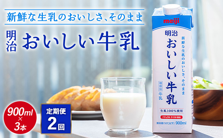 配送地域限定 定期便2回 明治おいしい牛乳 900ml 3本｜定期便 明治 牛乳 おいしい牛乳 オンライン 申請 ふるさと納税 ミルク みるく 牛乳 おいしい 美味しい 健康 体にいい 乳製品 生乳 乳 牛 新鮮な牛乳 お取り寄せ 北海道 恵庭市 恵庭【730051】