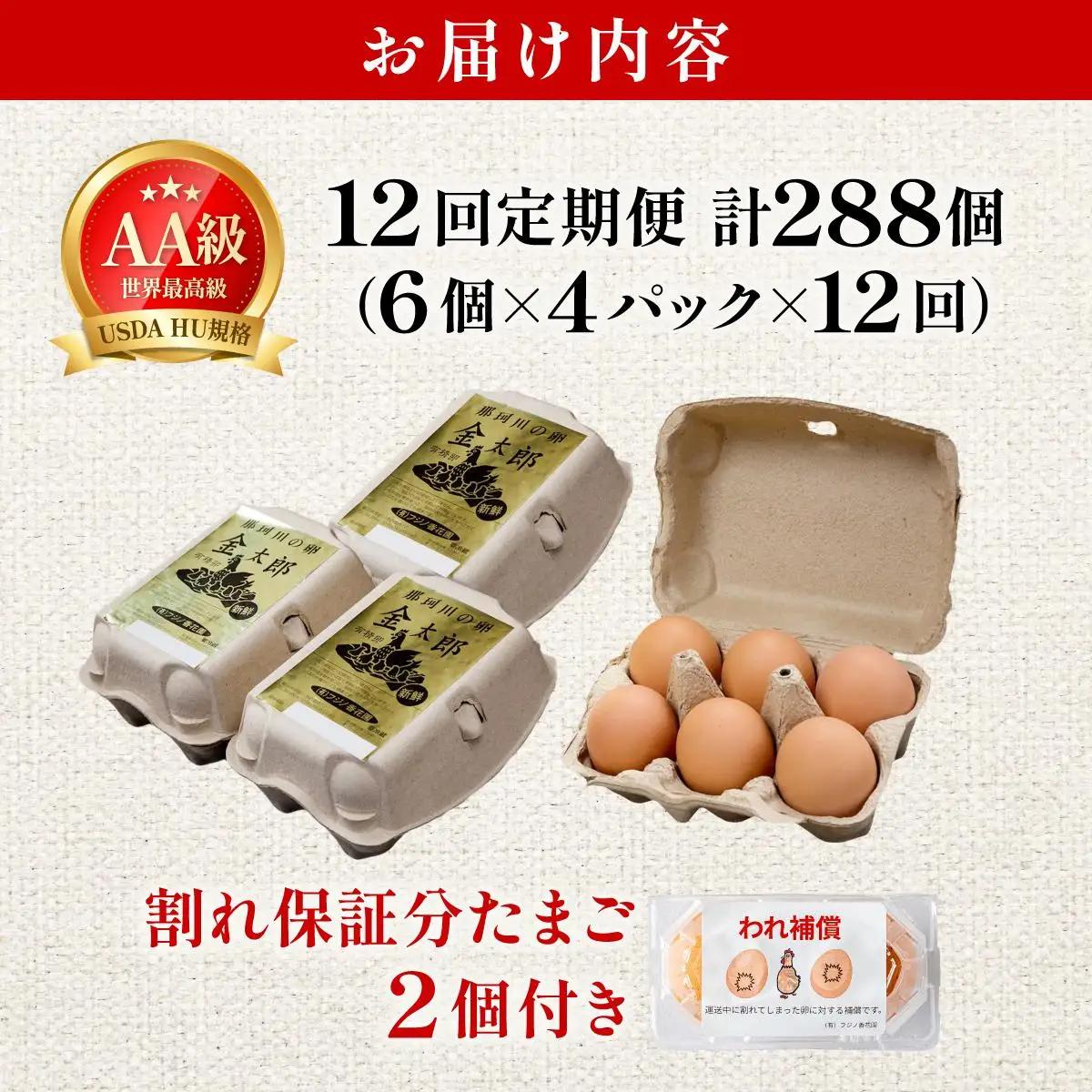 寄附額改定↓ ＜定期便・全12回＞鮮度AA級の世界最高ランク！金太郎卵 平飼い たまご 24個（6個×4パック）