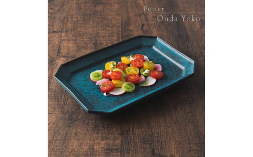 【美濃焼】 恩田陽子 隅切長角皿 L グリーン 瑞浪市 / JS企画 プレート 皿 長皿 [AZAZ058]