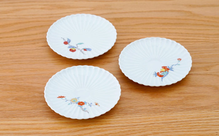 【波佐見焼】花しのぎ 取皿 錦3柄セット ざくろ・柿・菊【団陶器】 [PB208]