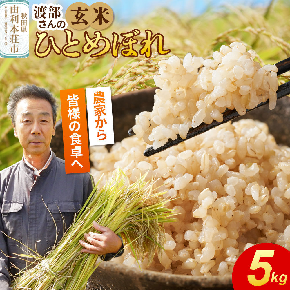 【玄米】 ＜通算5回 特A＞ ひとめぼれ   5kg 令和7年産 農家直送 渡部さんのひとめぼれ [ひとめぼれ 米 お米 こめ 玄米 ブランド米 食卓 おにぎり 秋田県産 秋田県 由利本荘市]