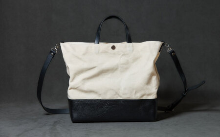 レザー×キャンバス トートバッグ ブラック M / 2WAY レザー トート トートバッグ ショルダー ショルダーバッグ 鞄 かばん マザーズバッグ 通勤 通学 BAG bag バック バッグ 革 ギ
