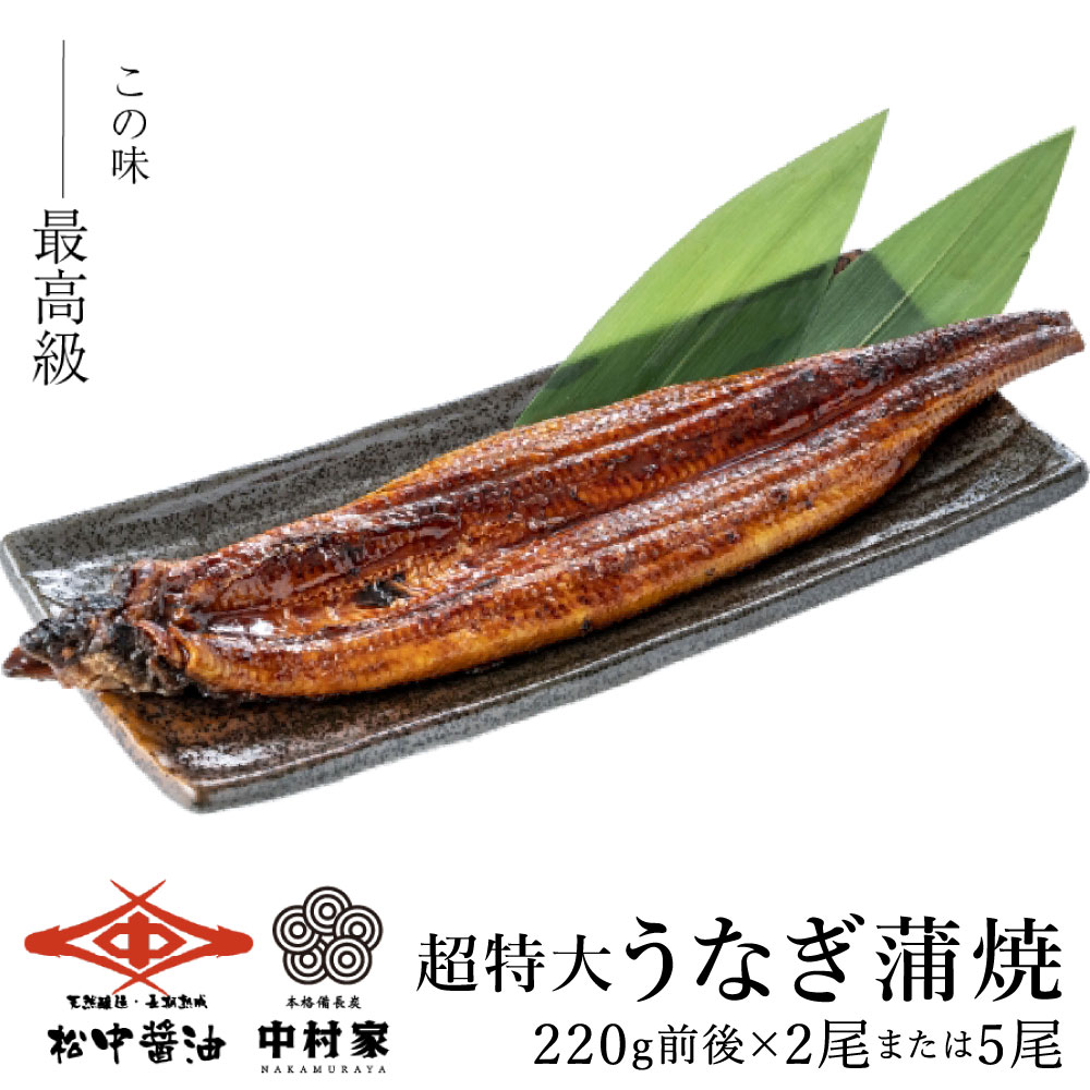 【ふるさと納税】【120年老舗醤油蔵仕込みのたれと関門の塩】超特大 鰻蒲焼 1尾220gg前後 〈選べる〉2尾 または 5尾 タレ・山椒付き 鰻 うなぎ 蒲焼き 大きい 冷凍 送料無料