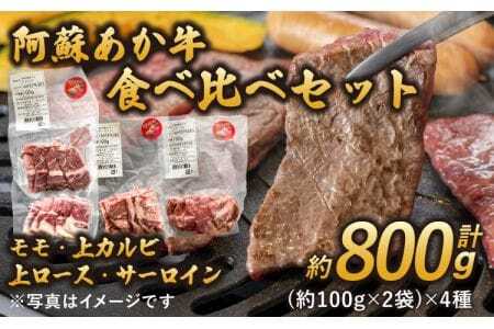 阿蘇 あか牛 食べ比べセット (モモ・上カルビ・上ロース・サーロイン) 約800g