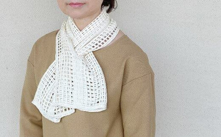 差し込み ショートマフラー ストライプ柄 ( ホワイト ) | マフラー