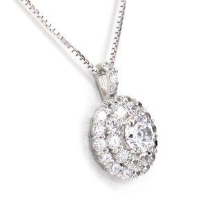 770-9-1 ネックレス PT900 プラチナ ダイヤモンド【VS1 1.0ct】計2.7～3.0ct パヴェ 取り巻き ゴージャス ペンダント【f195-pt】 ALPAZ080