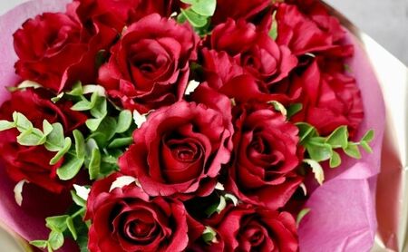 赤バラ12本花束 ギフトプロポーズ 造花 プレゼント 誕生日 母の日 パーティー オシャレ インテリア ラッピング ゴールド 華やか 花 玄関 ブーケ ローズ 薔薇 バラの花束 CT触媒加工