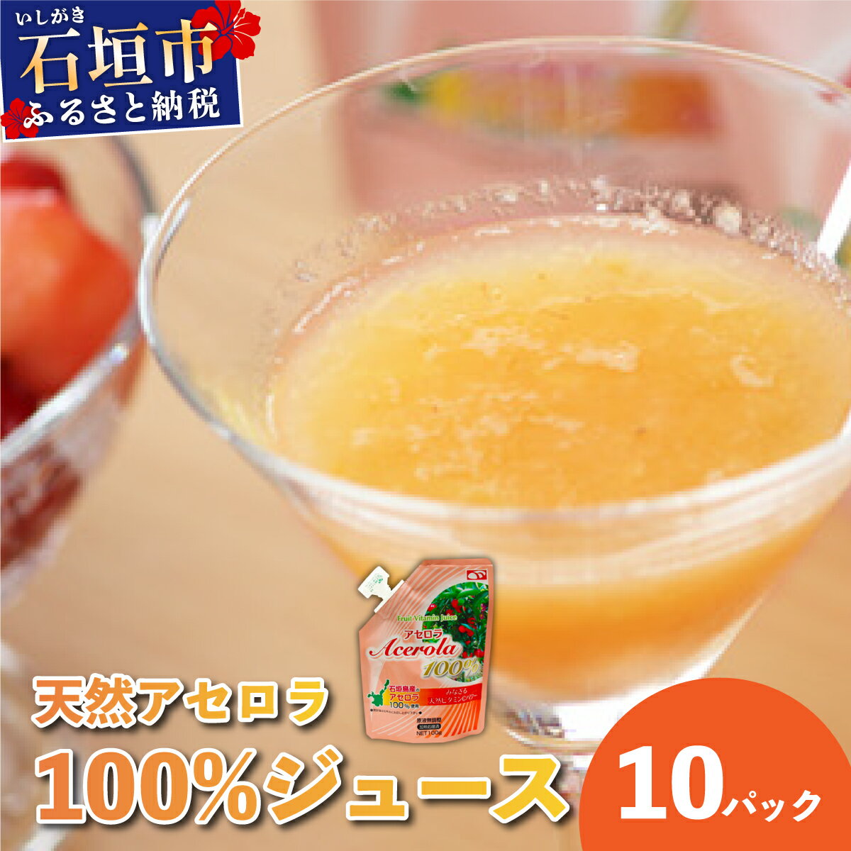 【ふるさと納税】石垣島産 天然アセロラ100％ジュース (100g/pc) × 10pc | 沖縄 石垣市 石垣島 八重山 特産 名産 天然 アセロラ 健康 ビタミン 無添加 OO-1