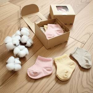 裏返しオーガニックコットンボタニカルダイソックスBABY　3足BOXセット　NSGK23-20_装飾品・工芸品  服飾小物 _【1446596】