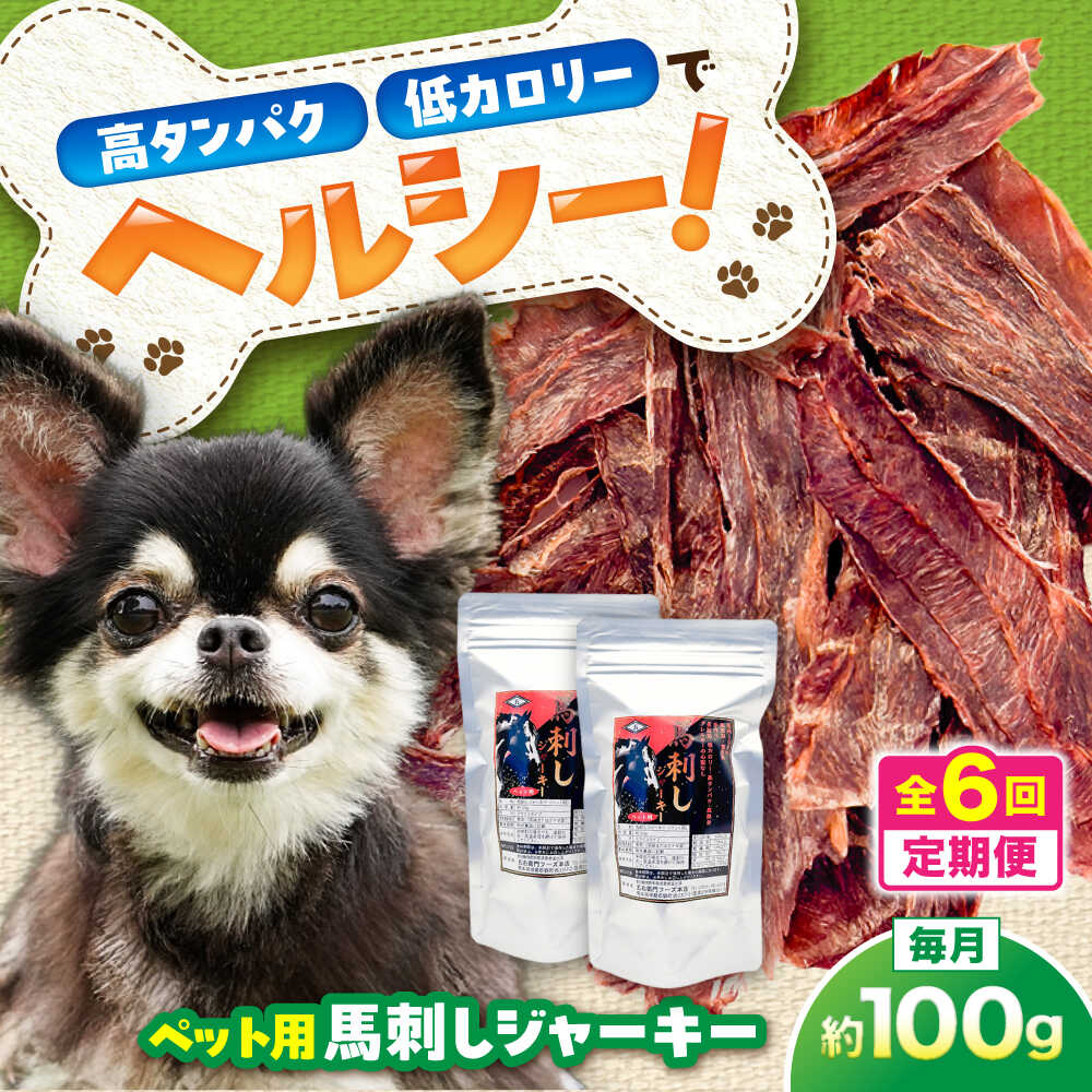 【ふるさと納税】【全6回定期便】ペット用 馬刺しジャーキー 約100g(約50g×2) / ペットフード ドッグフード 愛犬 馬肉 ジャーキー おやつ ペットおやつ【五右衛門フーズ】[BHCY063]