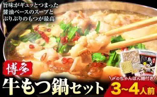 もつ鍋 博多 牛もつ鍋 セット 3~4人前 株式会社木村食品《90日以内に出荷予定(土日祝除く)》福岡県 鞍手郡 小竹町 牛 牛肉 もつ 鍋 送料無料