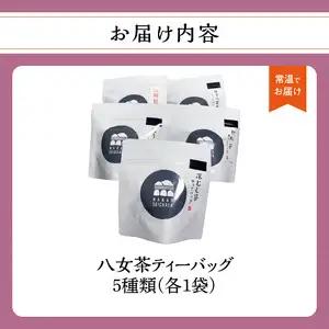 八女茶　色々ティーバッグ5個セット（ウーロン茶・玄米茶・深蒸し茶・ほうじ茶・和紅茶）農薬不使用 100-001