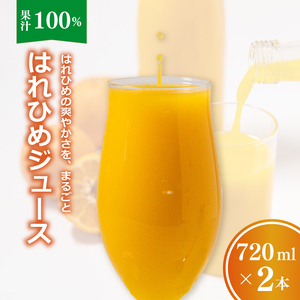 【愛媛産】ひめジュース（はれひめストレートジュース）720ml×2本 ｜柑橘 ジュース 果汁100% 愛媛産 みかんジュース ストレートジュース みかん 柑橘 はれひめ 期間限定 雪幸園 愛媛県 松山市 【SKE004】 