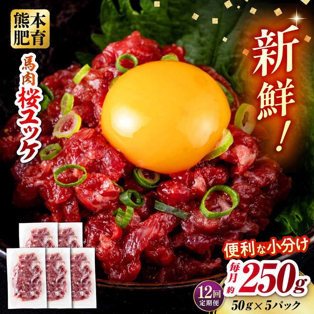 【ふるさと納税】【全12回定期便】馬肉 さくらユッケ 50g×5パック 計250g 桜ユッケ 馬肉 ユッケ 馬刺 生食 冷凍 小分け【五右衛門フーズ熊本店】[AYBV018]