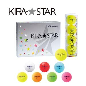 ゴルフ ボール カラーボール KIRA STAR 12球入 1ダース【カラー：ピンク】キャスコ KASCO 高弾道 ユニセックス 初心者 かわいい 2ピース 1コア 1カバー 見える ソフト ヘッドス