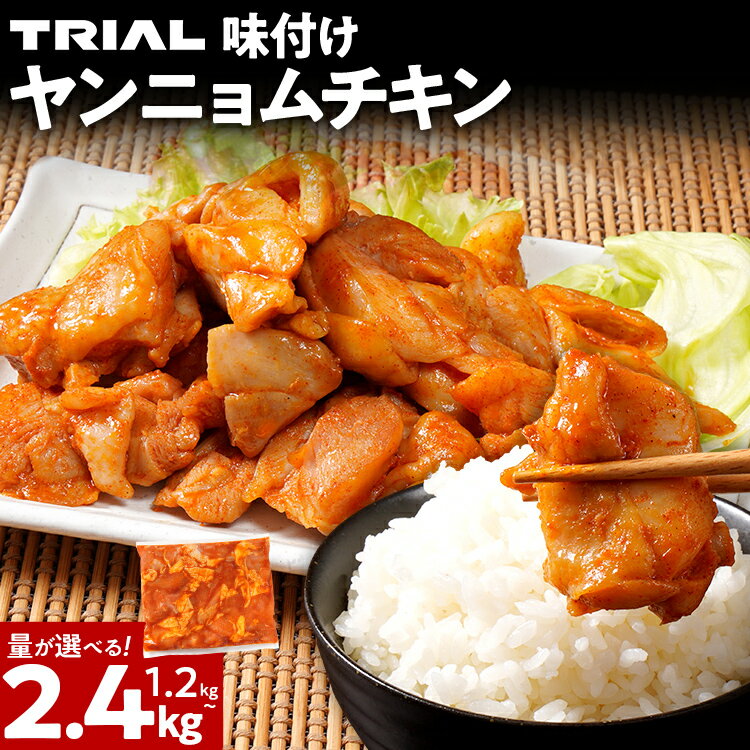 【ふるさと納税】ヤンニョムチキン 1.2kg 2.4kg 選べる 味付き タレ漬け 甘辛 鶏肉 モモ 冷凍 簡単調理 惣菜 おかず お取り寄せ グルメ 福岡