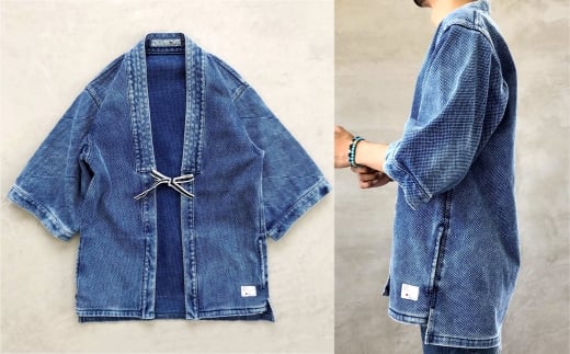 【小サイズ】BLUE SAKURA 刺し子 着物ジャケット（半袖）DNTSW07LID 着物 ジャケット モダンジャケット 上着 服  ファッション  岡山県 倉敷市