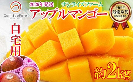 マンゴー【2026年発送】サンライズファーム 自宅用マンゴー 約2kg（4～6玉）