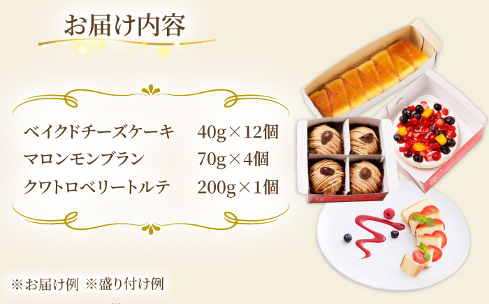 冷凍ケーキ おたのしみセット 3種 17個 （ベイクド / 栗 / クワトロベリー） 糸島市 / 五洋食品産業 [AQD024]
