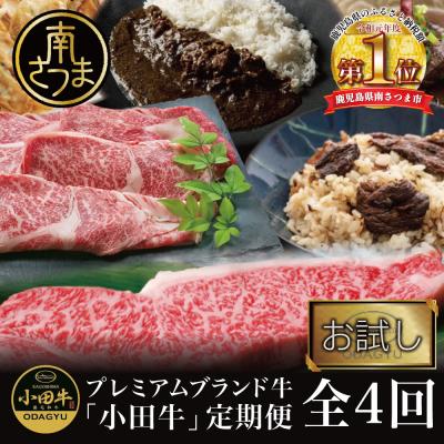 ふるさと納税 南さつま市 【全4回 プレミアムブランド和牛「小田牛」定期便 (お試し)】 鹿児島県産黒毛和牛