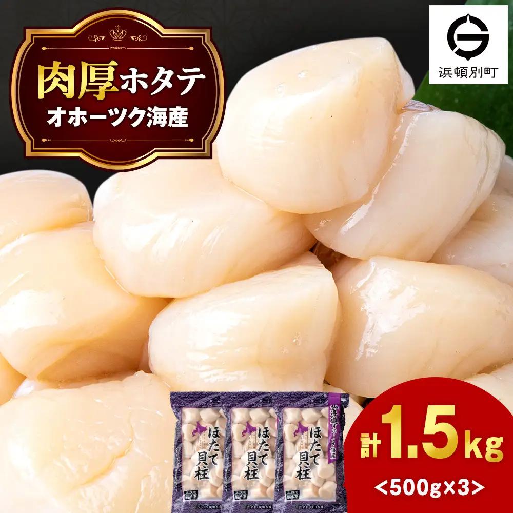 ほたて 貝柱 大粒 冷凍 500ｇ(20～25粒前後)×3パック 《横田水産》