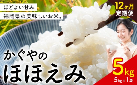【12ヶ月定期便】米 かぐやのほほえみ 5kg 白米 《お申込月の翌月出荷》 福岡県 小竹町 お米 ブレンド米 国産