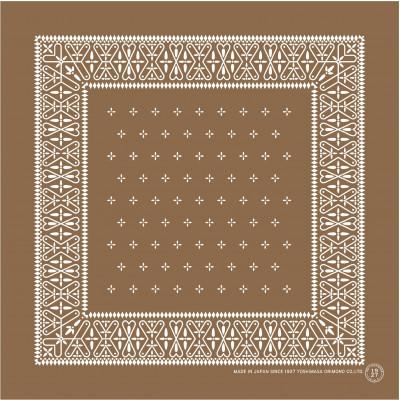 ふるさと納税 長浜市 浜ちりめんシルク100%の洗濯機でも洗えるシルクスカーフ(53×53)BROWN-クロス柄