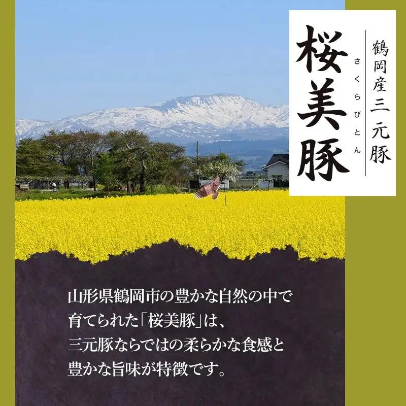 鶴岡産三元豚「桜美豚」バラブロック・肩ロースブロックセット　各約1.5kg（計約3kg）　K-7105　豚肉　長南牛肉店