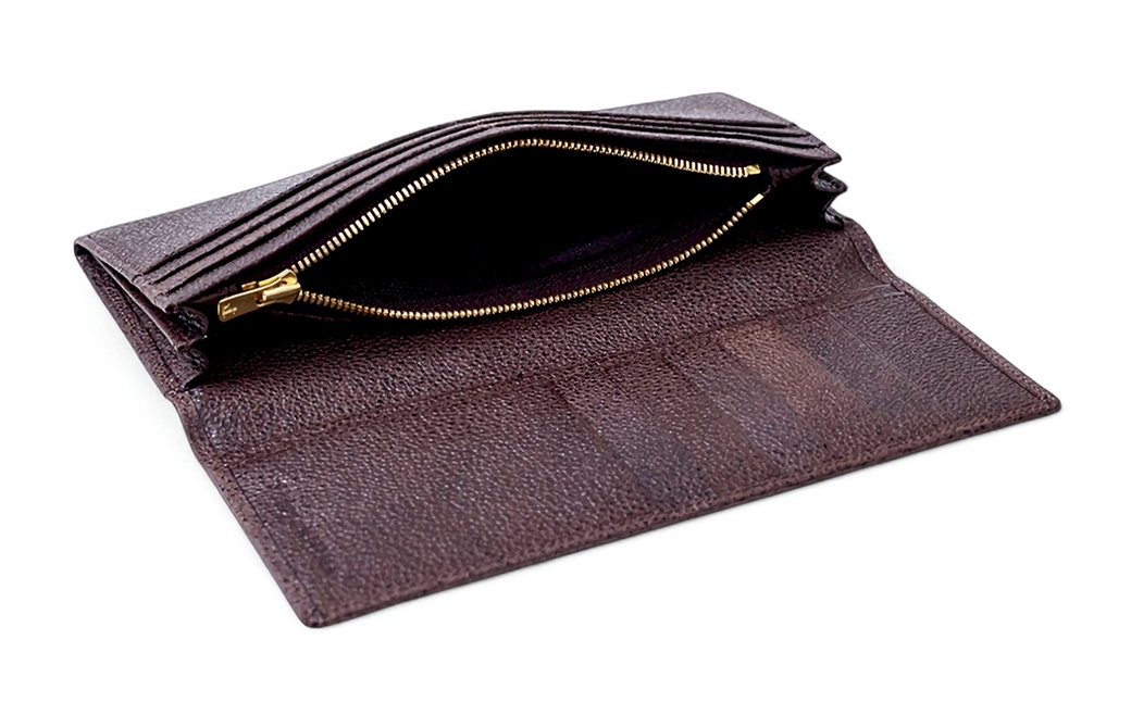 黒桟革 長財布 茶