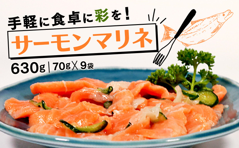 
サーモンのマリネ 630g 70g×9袋 サーモン 海鮮 きゅうり 胡瓜 冷凍 小分け 個包装 惣菜 おかず おつまみ ワイン
