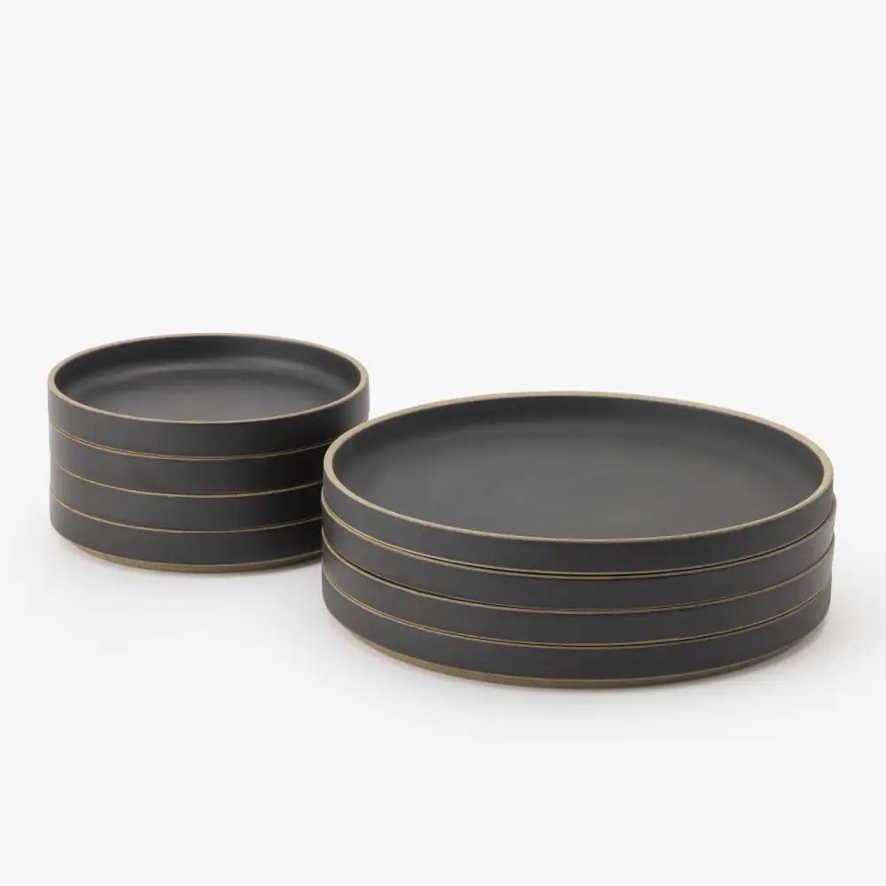 【波佐見焼 HASAMI PORCELAIN】HP ブラック Plate 145 mm ＆ Plate 220 mm 計8点セット【東京西海】[DD262]