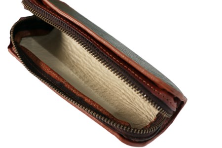 【選べる2色】まち付きペンケース（シボ有牛革）緑