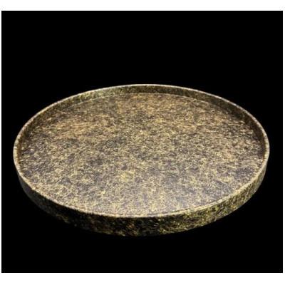 ふるさと納税 九度山町 木製 丸トレイ　乱糸 (マット仕上げ)　漆黒 |  | 01